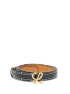 Matchesfashion.com Loewe - Monogram-buckle Leather Belt - Womens - Black Gold
