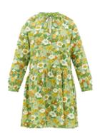 Matchesfashion.com D'ascoli - Lulu Tie-neck Floral-print Cotton Dress - Womens - Green Print