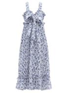 Ladies Beachwear Thierry Colson - Valentina Floral-print Cotton-poplin Dress - Womens - Blue White