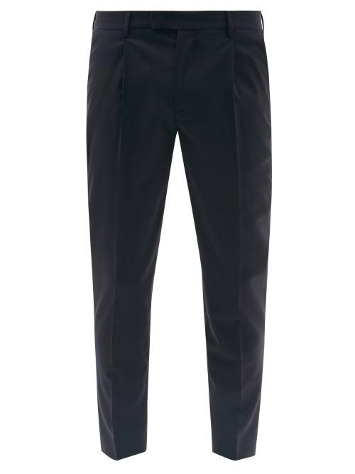 Mens Rtw Barena Venezia - Titanane Wool-blend Sharkskin Suit Trousers - Mens - Navy
