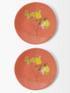 Bernadette - Set Of Two Lemon Branch Side Plates - Womens - Red Multi