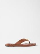 Gucci - Nadeline Gg-plaque Leather Sandals - Womens - Brown