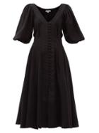 Matchesfashion.com Fil De Vie - Casablanca Tie-waist Linen Midi Dress - Womens - Black
