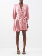 Zimmermann - Wrap-front Silk Mini Dress - Womens - Light Pink