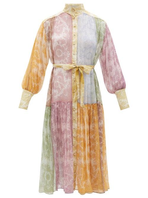 Zimmermann - Dancer Patchwork-print Georgette Shirt Dress - Womens - Multi