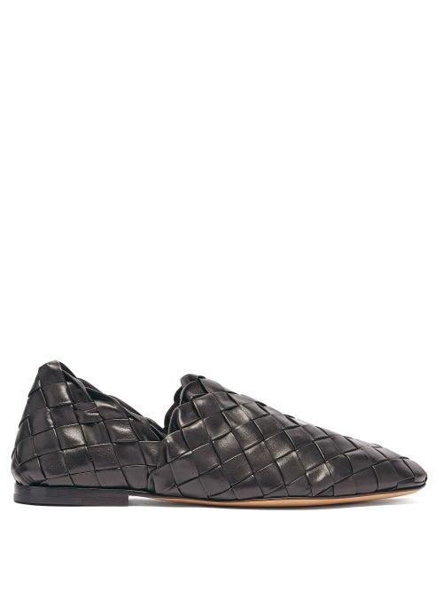 Matchesfashion.com Bottega Veneta - The Slipper Intrecciato Leather Loafers - Mens - Black