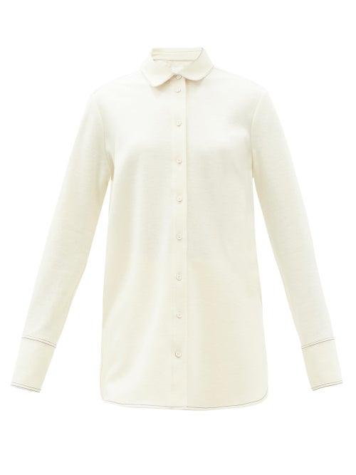 Matchesfashion.com Jil Sander - Felted Wool-jersey Longline Shirt - Womens - Ivory