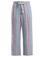 Matchesfashion.com Frame - Tie Waist Linen Trousers - Womens - Purple Multi