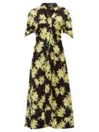 Matchesfashion.com Proenza Schouler - Splatter Floral Print Georgette Dress - Womens - Black Multi