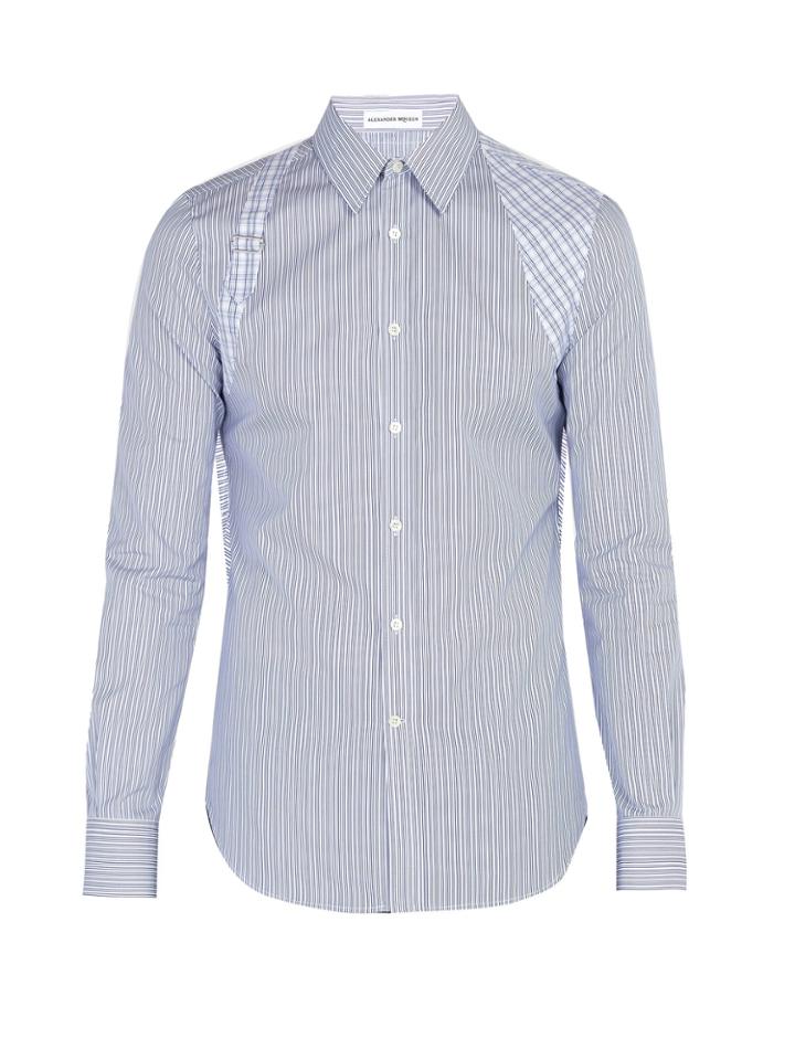 Alexander Mcqueen Brad Pitt Harness Striped Cotton-poplin Shirt