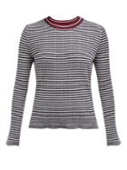 Matchesfashion.com Allude - Striped Wool Blend Sweater - Womens - Navy Stripe