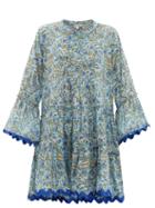 Matchesfashion.com Juliet Dunn - Floral-print Cotton Mini Dress - Womens - Blue Print