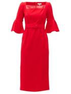 Matchesfashion.com Beulah - Camellia Belted Wool-crepe Dress - Womens - Red