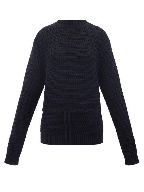 Raey - Recycled-cashmere Crochet Crew-neck Jumper - Womens - Navy