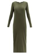 Allude - Wool-blend Midi Dress - Womens - Khaki