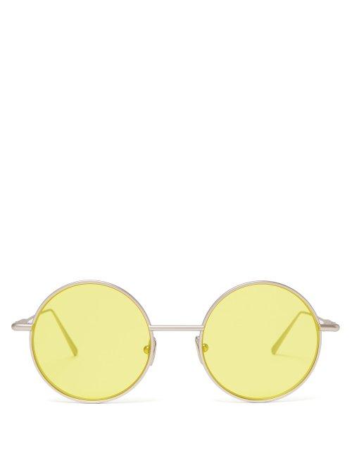 Matchesfashion.com Acne Studios - Scientist Round Metal Sunglasses - Womens - Yellow Multi