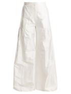 Matchesfashion.com Duro Olowu - High Rise Wide Leg Silk Taffeta Trousers - Womens - White