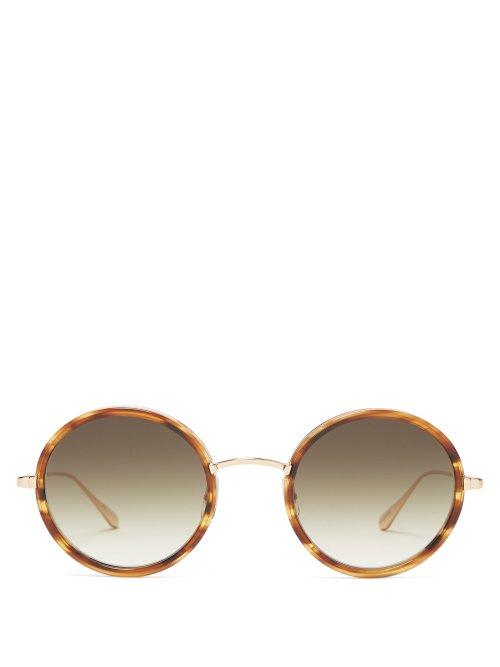 Matchesfashion.com Garrett Leight - Playa 48 Round Frame Sunglasses - Womens - Dark Green