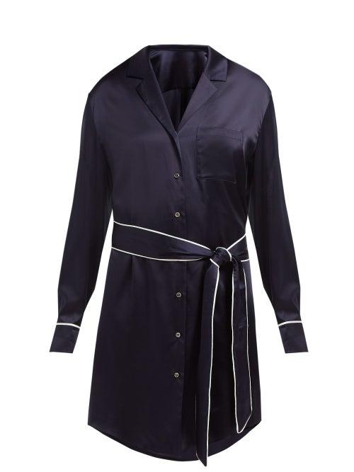 Matchesfashion.com Odyssee - Roustian Satin Shirtdress - Womens - Navy