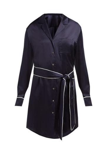 Matchesfashion.com Odyssee - Roustian Satin Shirtdress - Womens - Navy