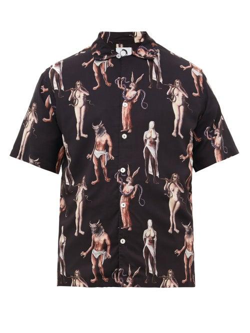 Matchesfashion.com Endless Joy - Hamlets Mill Printed Short Sleeved Shirt - Mens - Black Multi