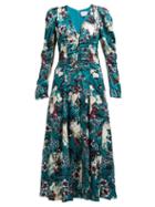 Matchesfashion.com Erdem - Annalee Floral Print Crepe Dress - Womens - Green Print