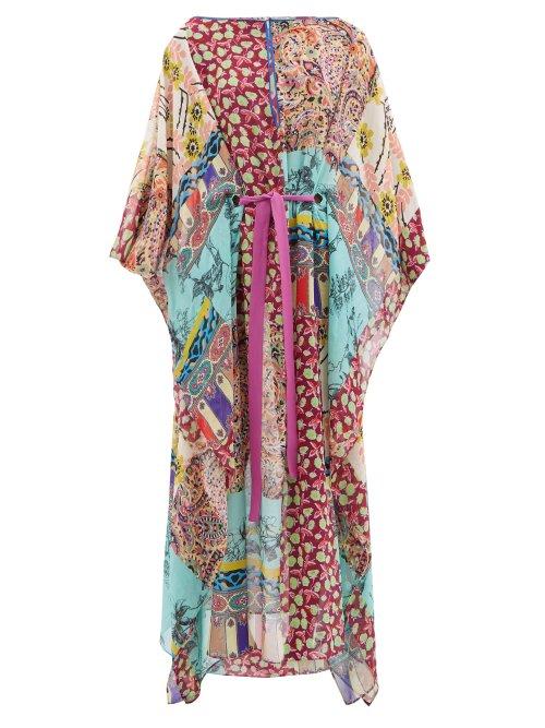 Matchesfashion.com Etro - Floral Print Silk Maxi Kaftan - Womens - Green