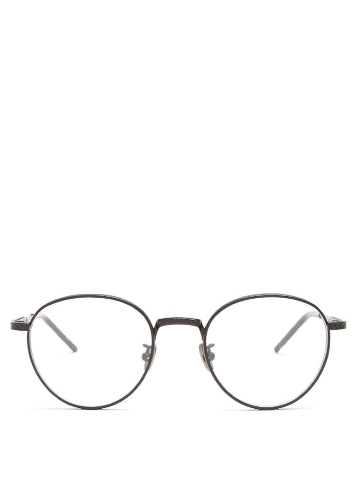 Bottega Veneta Intrecciato-engraved Round-frame Glasses