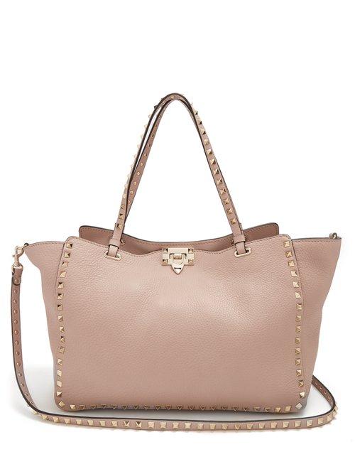 Matchesfashion.com Valentino - Rockstud Medium Leather Tote - Womens - Nude