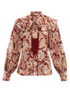 Matchesfashion.com Zimmermann - Charm Fringed Paisley-print Silk Blouse - Womens - Red Multi