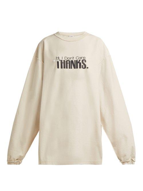 Matchesfashion.com Vetements - Hi, I Don't Care Print Sweatshirt - Womens - Light Beige