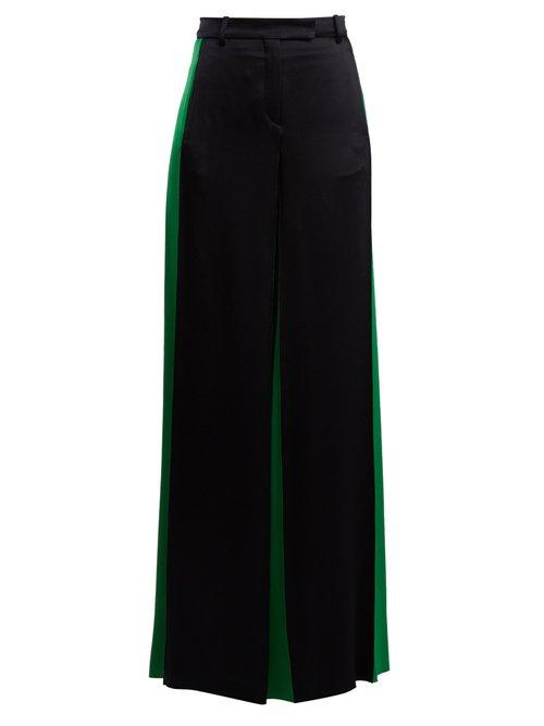 Matchesfashion.com Valentino - Wide Leg Hammered Satin Trousers - Womens - Navy