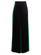 Matchesfashion.com Valentino - Wide Leg Hammered Satin Trousers - Womens - Navy