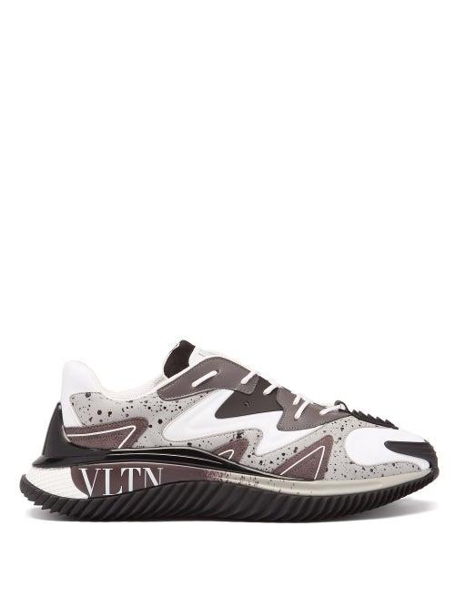 Matchesfashion.com Valentino Garavani - Gumboy Vltn Logo-print Leather Trainers - Mens - Black Grey