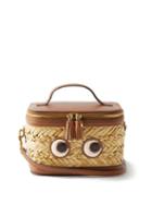 Anya Hindmarch - Bits And Bobs Leather-eyes Raffia Cross-body Bag - Womens - Tan Multi