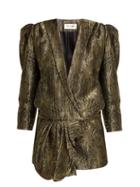 Matchesfashion.com Saint Laurent - Firework Silk Lam Playsuit - Womens - Black Gold