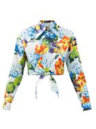 Dolce & Gabbana - Knotted Floral-print Cotton-poplin Shirt - Womens - Blue Multi