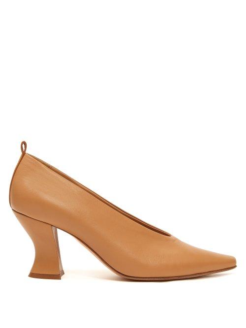 Matchesfashion.com Bottega Veneta - Block Heel Leather Pumps - Womens - Nude
