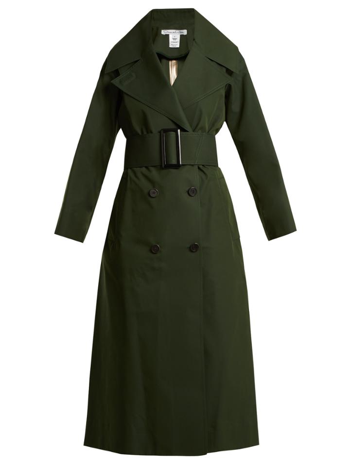 Oscar De La Renta Over-sized Notch Lapel Cotton-blend Trench Coat
