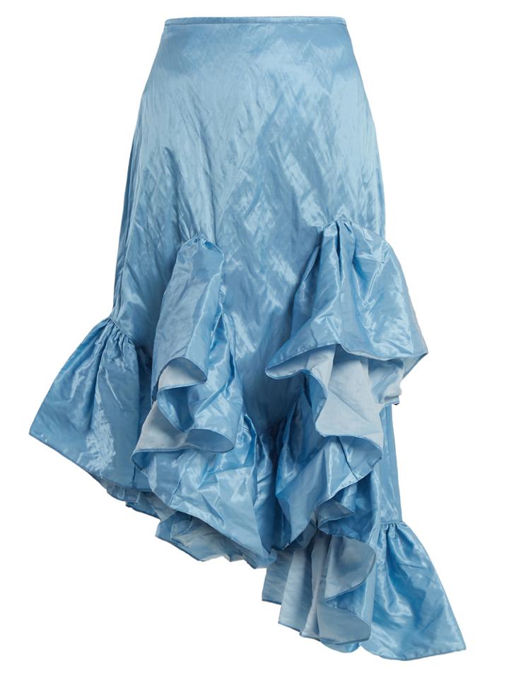 Marques'almeida Ruffle-hem Crinkle-taffeta Skirt