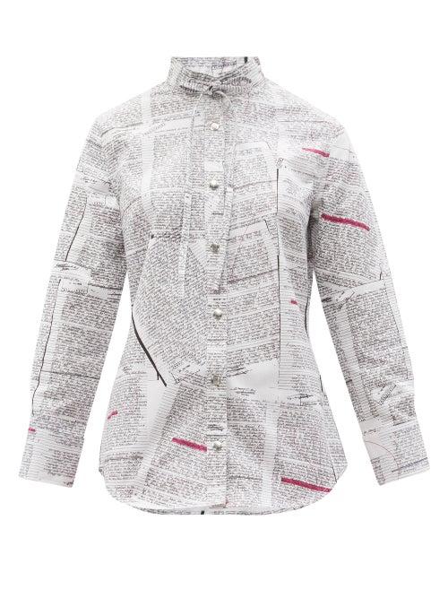 Matchesfashion.com Thebe Magugu - Confessions-print Cotton Shirt - Womens - White Black