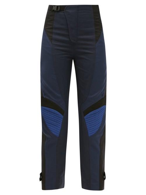 Matchesfashion.com Stella Mccartney - Brooke Panelled Cotton-blend Cropped Trousers - Womens - Navy