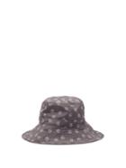 Ladies Accessories Ganni - Smiling Face-print Recycled-fibre Bucket Hat - Womens - Black White