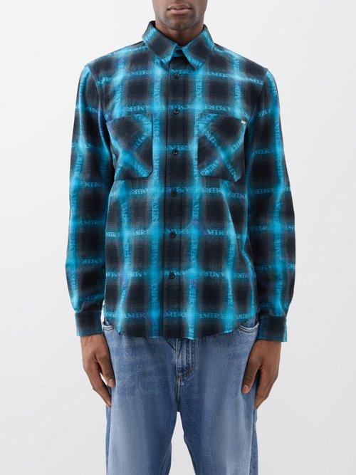 Amiri - Checked-cotton Plaid Shirt - Mens - Black Blue