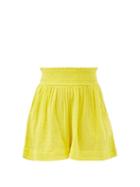 Matchesfashion.com Anaak - Adrian Elasticated-waist Cotton Shorts - Womens - Yellow