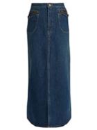 Saint Laurent Patch-pocket A-line Denim Skirt