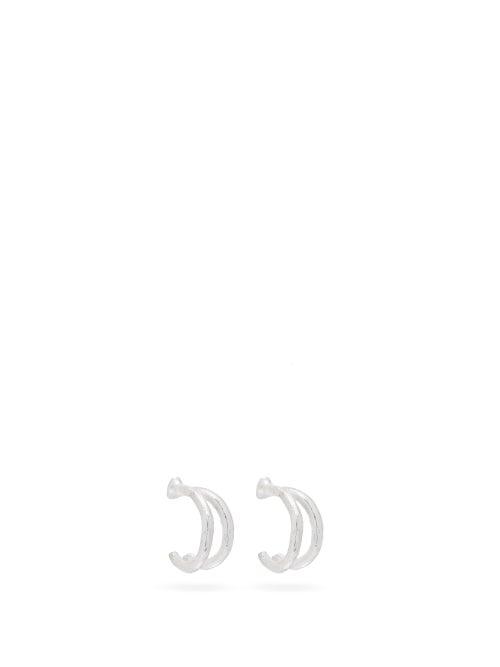 Matchesfashion.com Pearls Before Swine - Double-loop Textured Silver Earrings - Mens - Silver