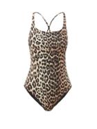 Matchesfashion.com Ganni - Crossover-back Leopard-print Swimsuit - Womens - Leopard