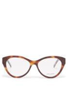 Saint Laurent - Ysl-logo Cat-eye Acetate Glasses - Womens - Brown
