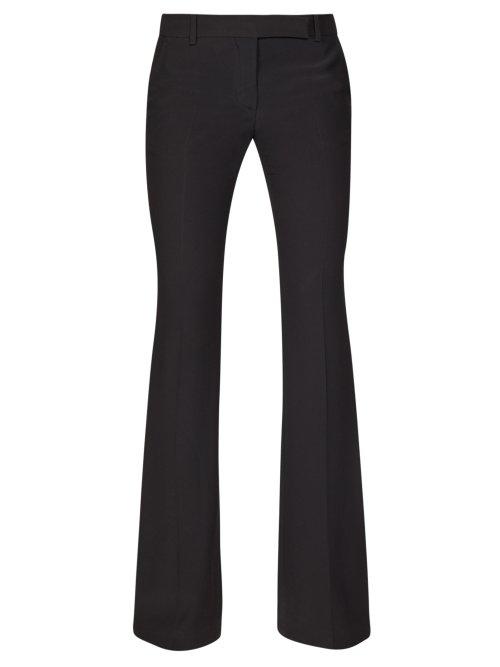 Matchesfashion.com Alexander Mcqueen - High Rise Flared Crepe Trousers - Womens - Black